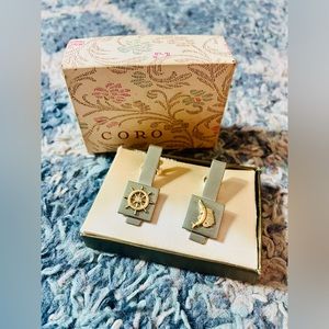 VTG 1940s Coro nautical set of two tie clips